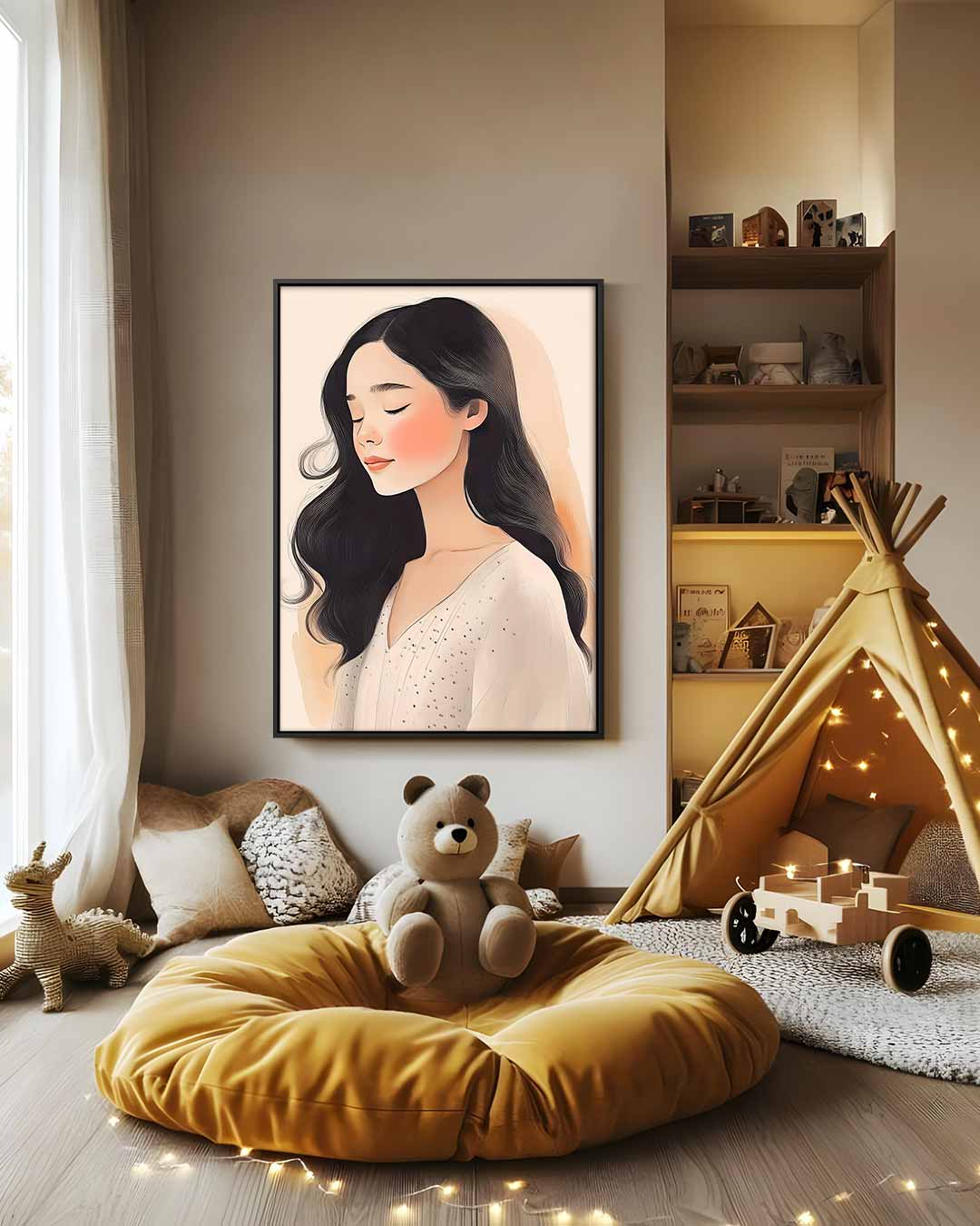 Rustige Schoonheid Portret Kunstwerk-canvas-dibond-plexiglas-wanddecoratie-WallArtistic
