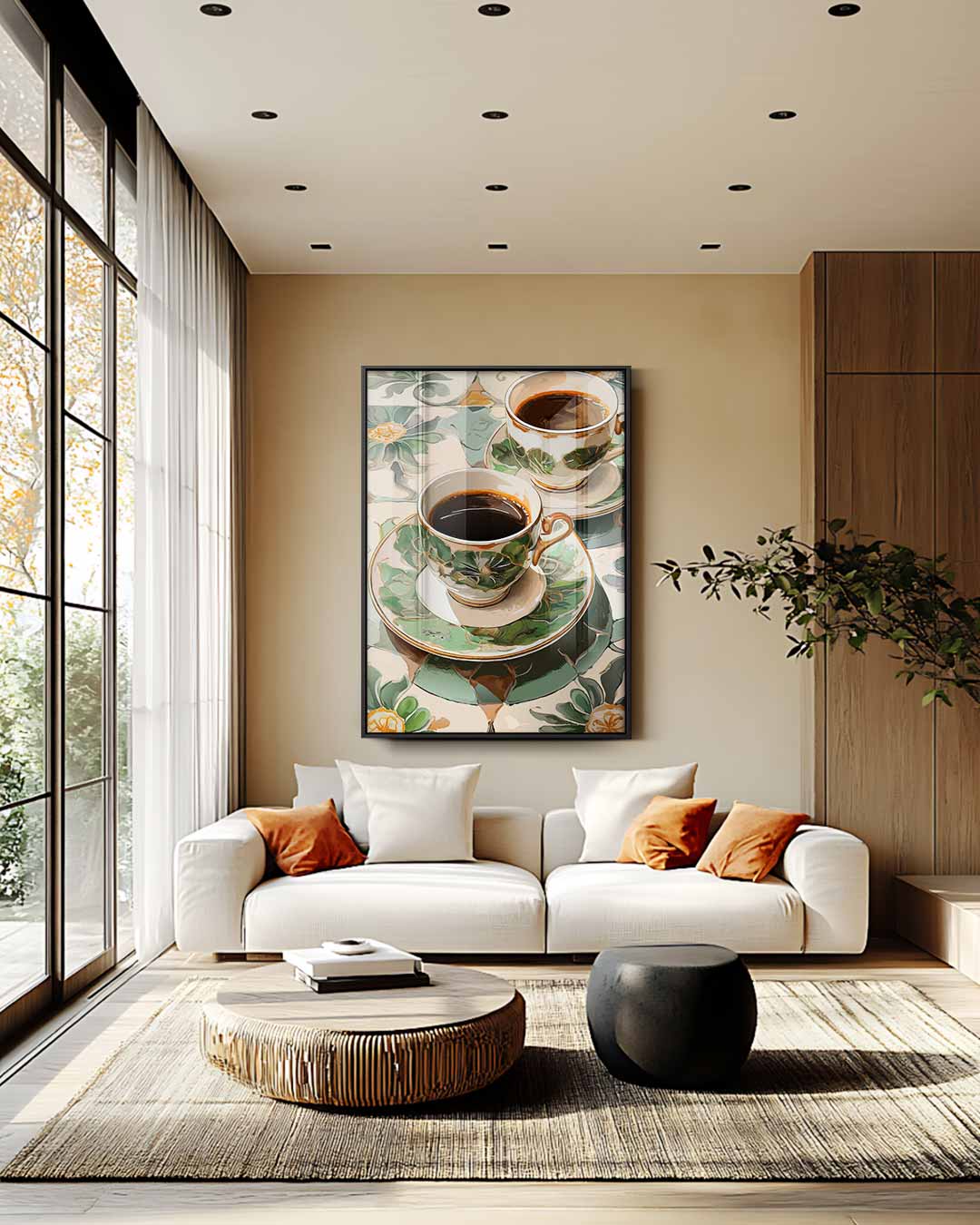 Kunstzinnige Koffie-ervaring Kunstwerk-canvas-dibond-plexiglas-wanddecoratie-WallArtistic
