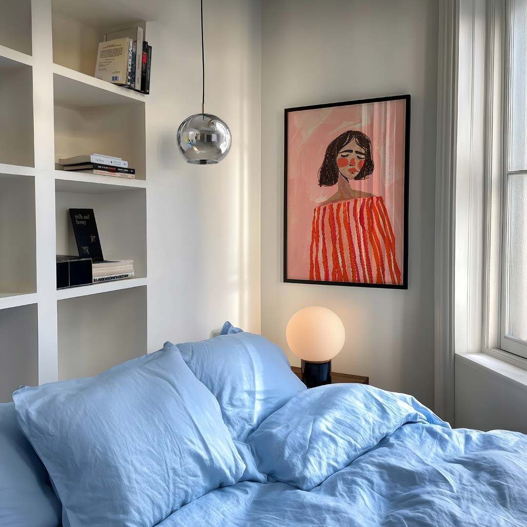 Dromerige Portretposter in Roze Tinten Poster-WallArtistic