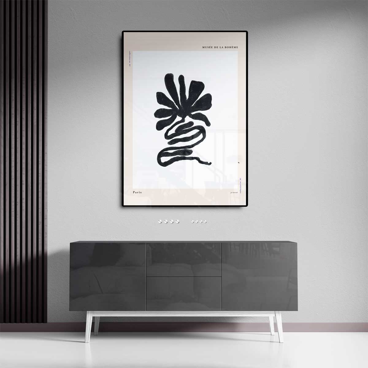 Organische Zwart-Wit Bloem Kunstwerk-canvas-dibond-plexiglas-wanddecoratie-WallArtistic