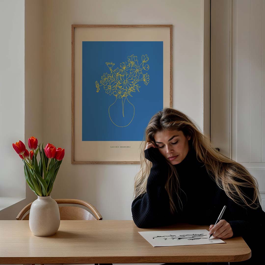 Moderne Bloemenlijn Poster-WallArtistic