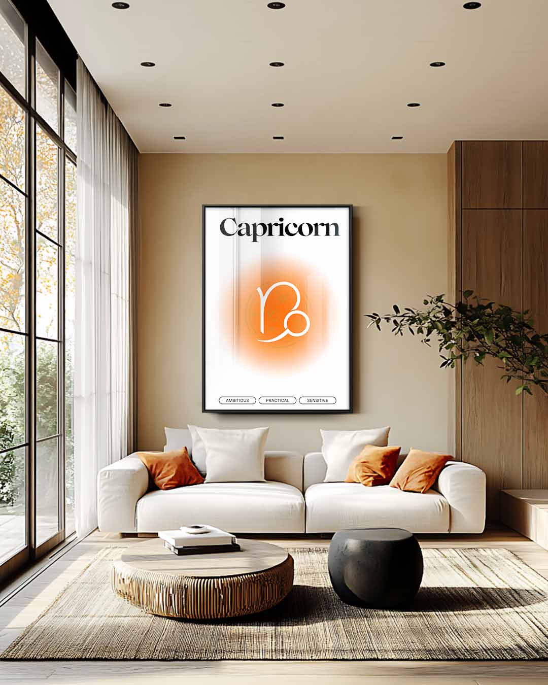 Capricorn Symbool Portret Kunstwerk-canvas-dibond-plexiglas-wanddecoratie-WallArtistic