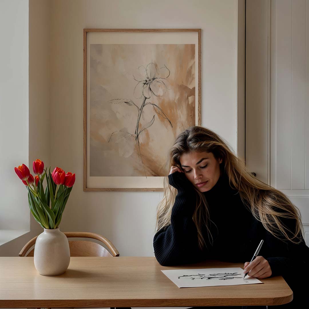 Elegante Bloemenillustratie Poster-WallArtistic