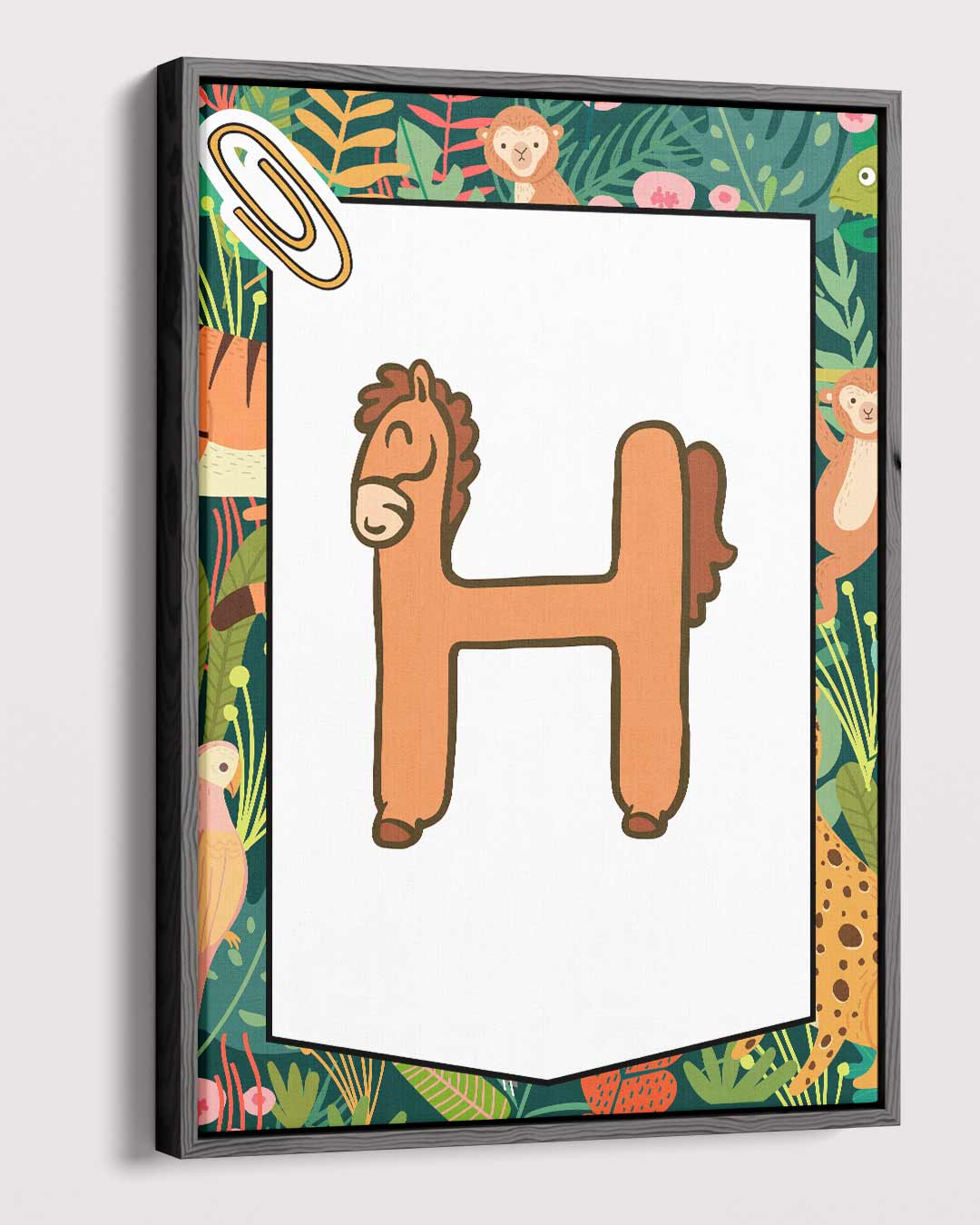 Speelse Paardenletter H Kunstwerk-canvas-dibond-plexiglas-wanddecoratie-WallArtistic