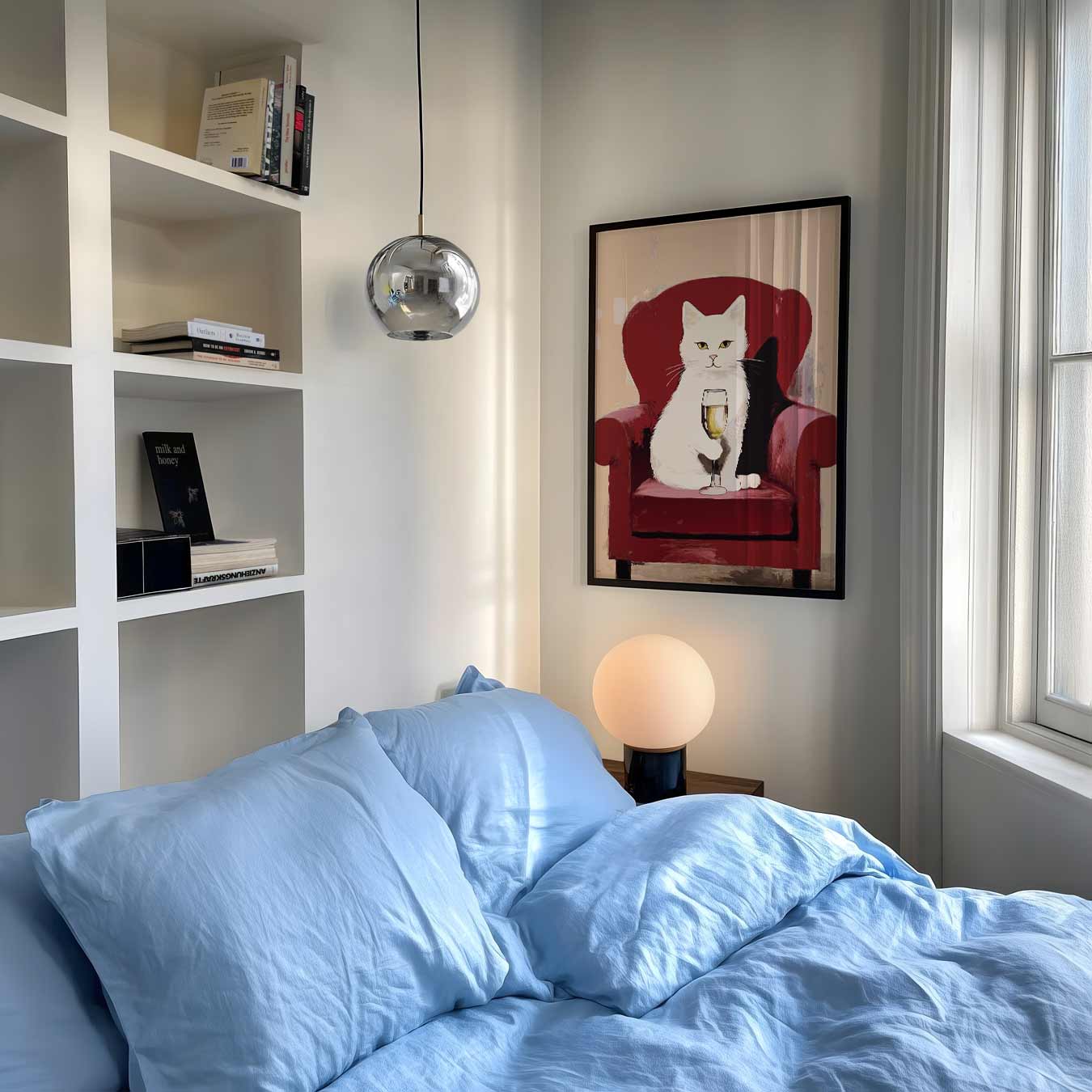Relaxte Kat met Champagne Poster