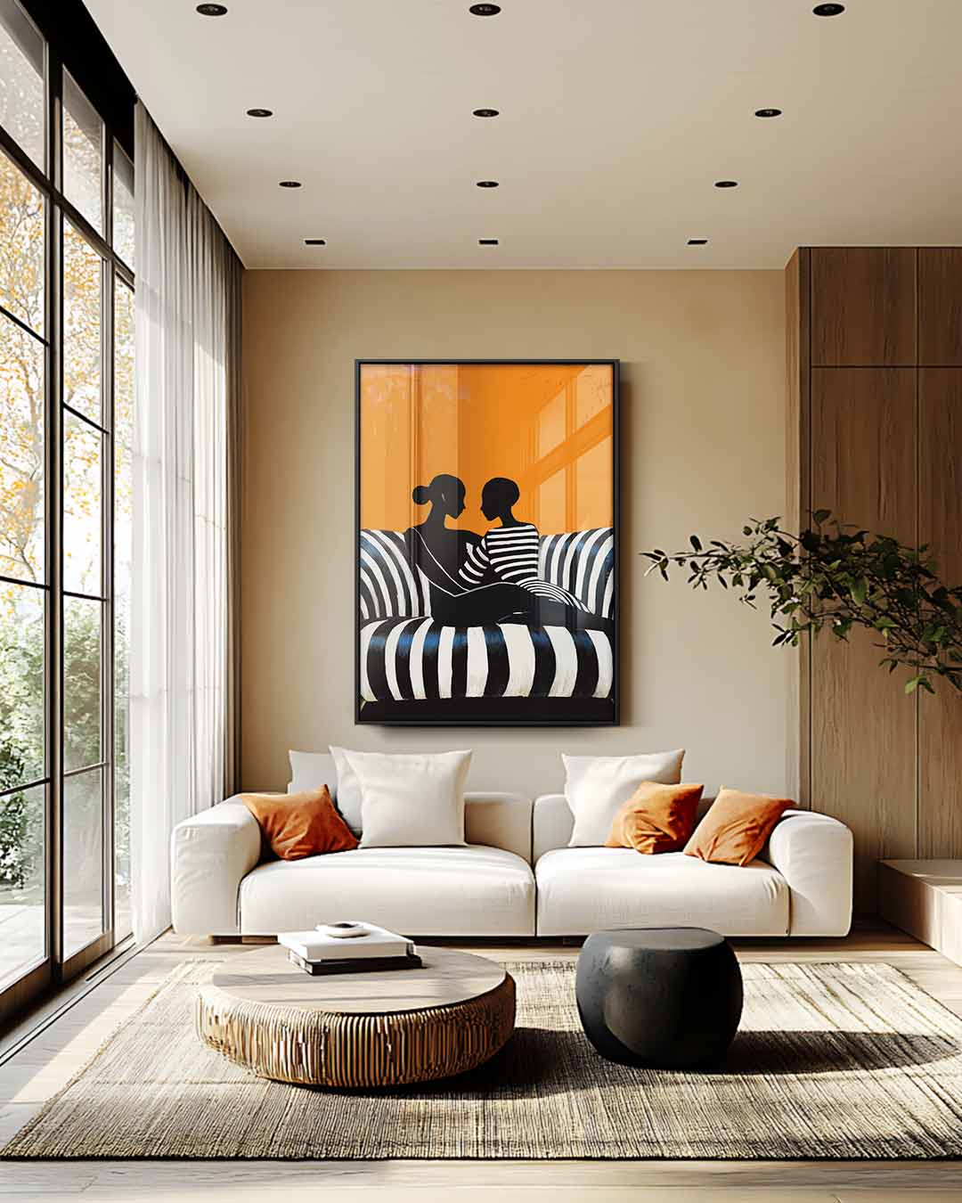 Samenspel van Silhouetten Kunstwerk-canvas-dibond-plexiglas-wanddecoratie-WallArtistic
