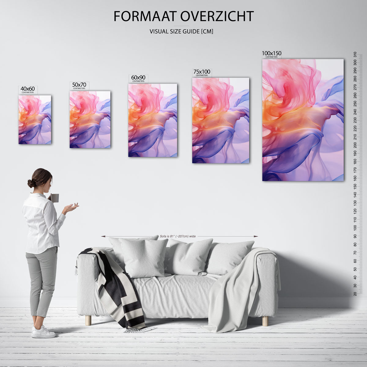 Vloeiende kleurencompositie Kunstwerk
