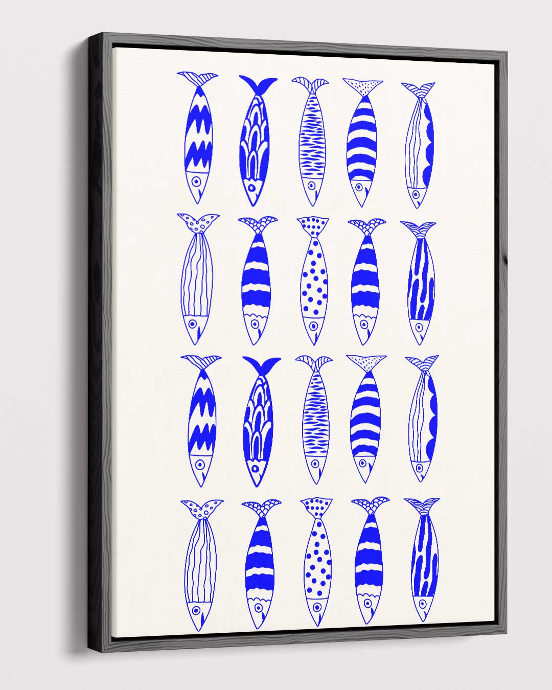 Abstract Vissenpatroon in Blauw Kunstwerk-canvas-dibond-plexiglas-wanddecoratie-WallArtistic