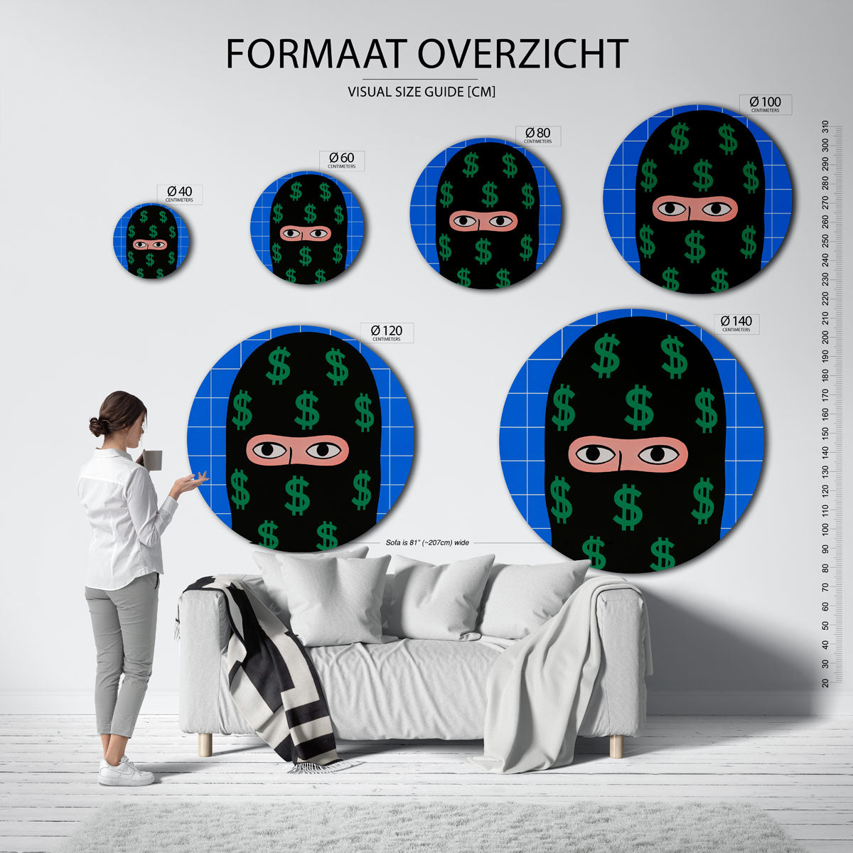 Dollar masker Muurcirkel