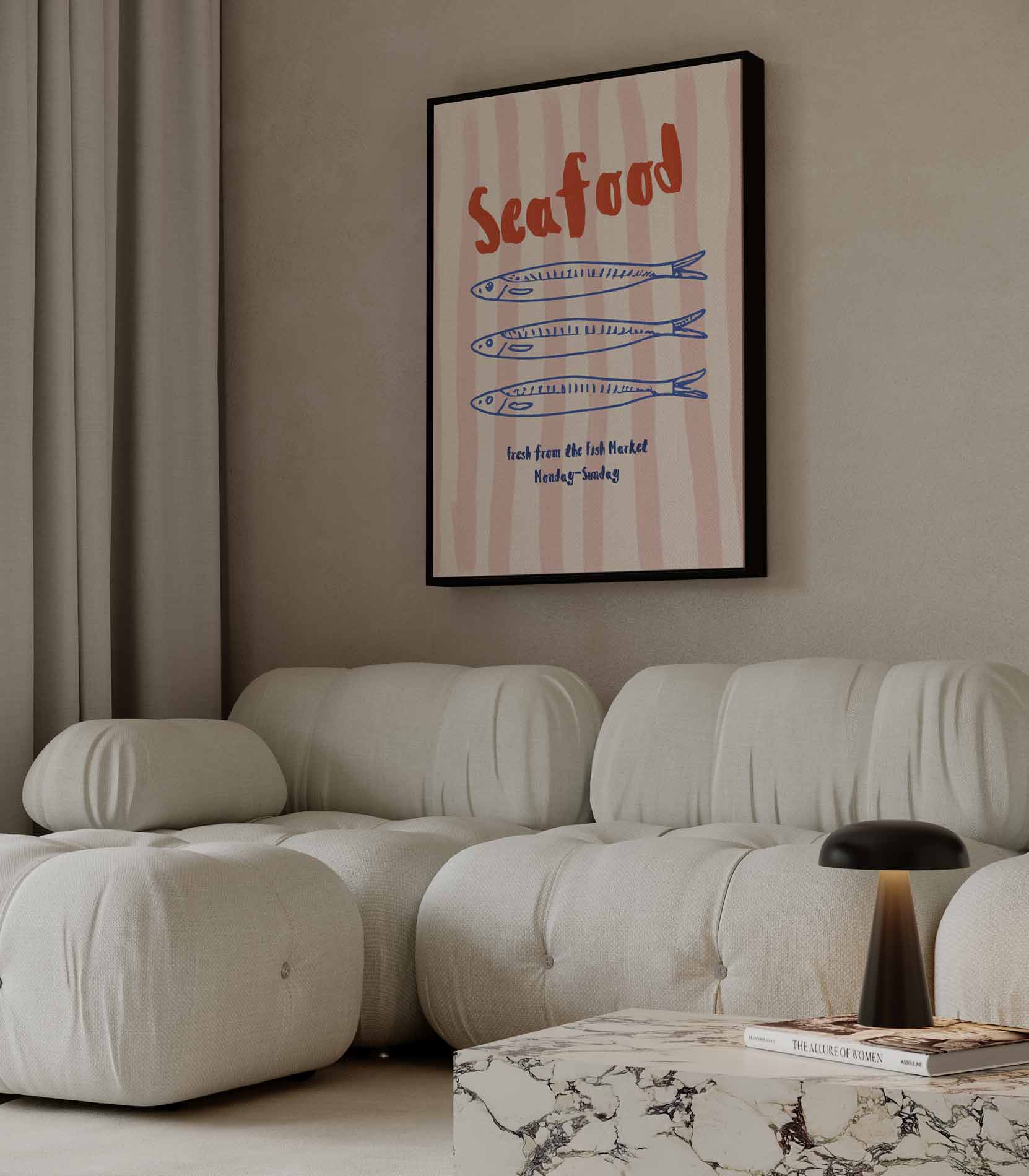 Seafood Marktplaats Poster Kunstwerk-canvas-dibond-plexiglas-wanddecoratie-WallArtistic