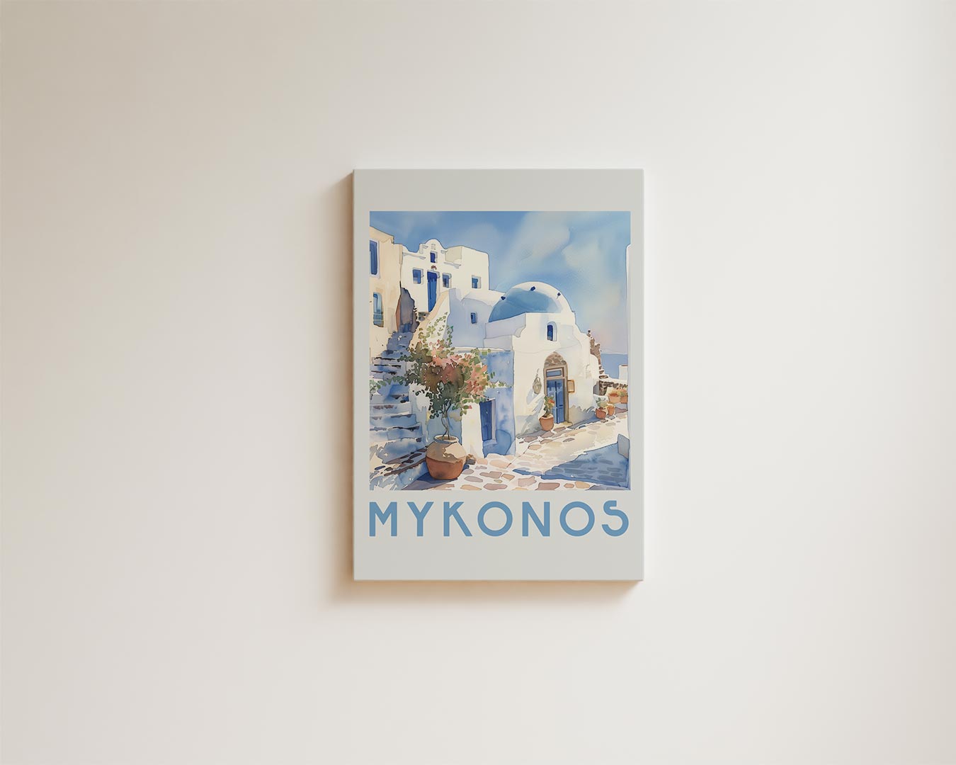 Mykonos in Waterverf Kunstwerk-canvas-dibond-plexiglas-wanddecoratie-WallArtistic