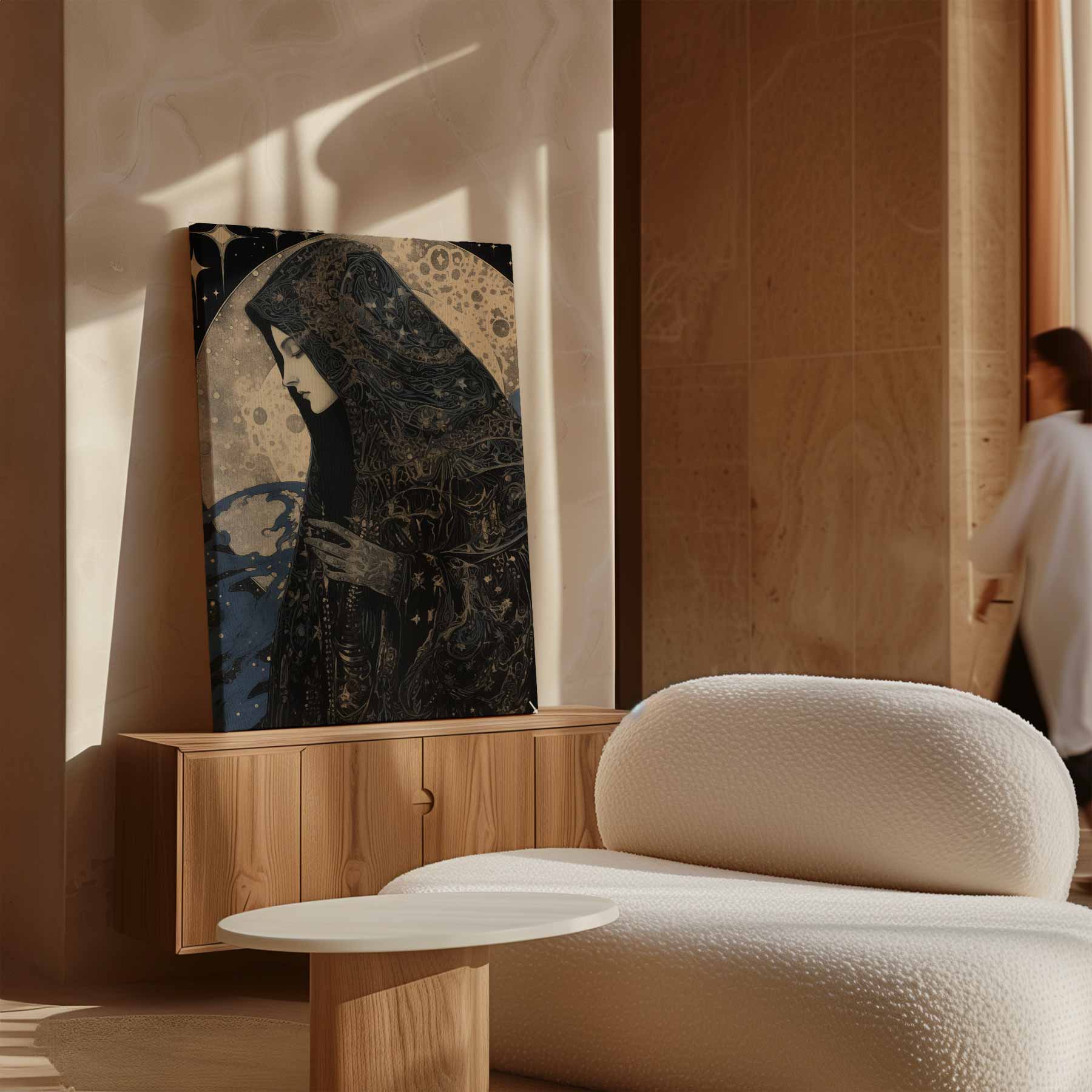 Mystieke Maan Beschouwer Kunstwerk-canvas-dibond-plexiglas-wanddecoratie-WallArtistic