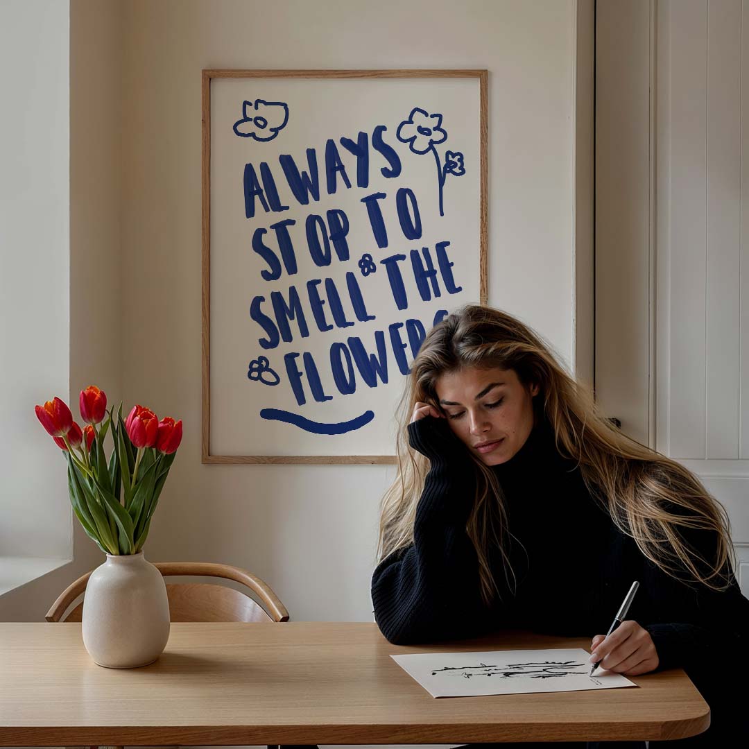 Inspirerende Bloemen Quote Poster-WallArtistic