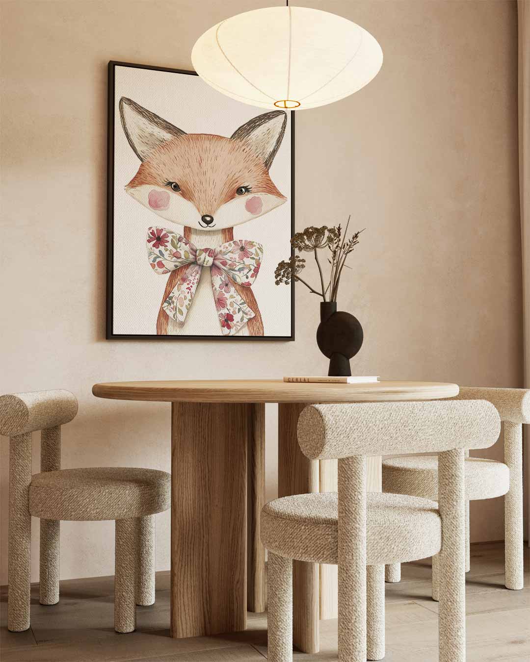 Schattige Vos met Bloemendasje Kunstwerk-canvas-dibond-plexiglas-wanddecoratie-WallArtistic