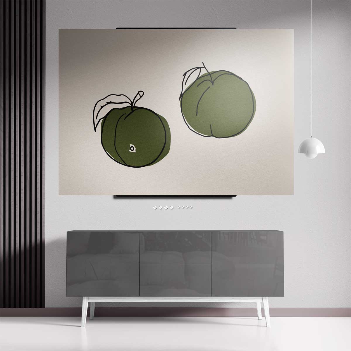 Twee Groene Vruchten Kunstafdruk Kunstwerk-canvas-dibond-plexiglas-wanddecoratie-WallArtistic