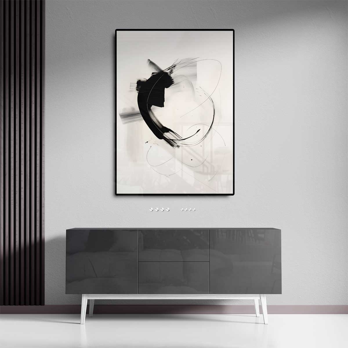 Dynamische Zwarte Streep Kunstwerk-canvas-dibond-plexiglas-wanddecoratie-WallArtistic