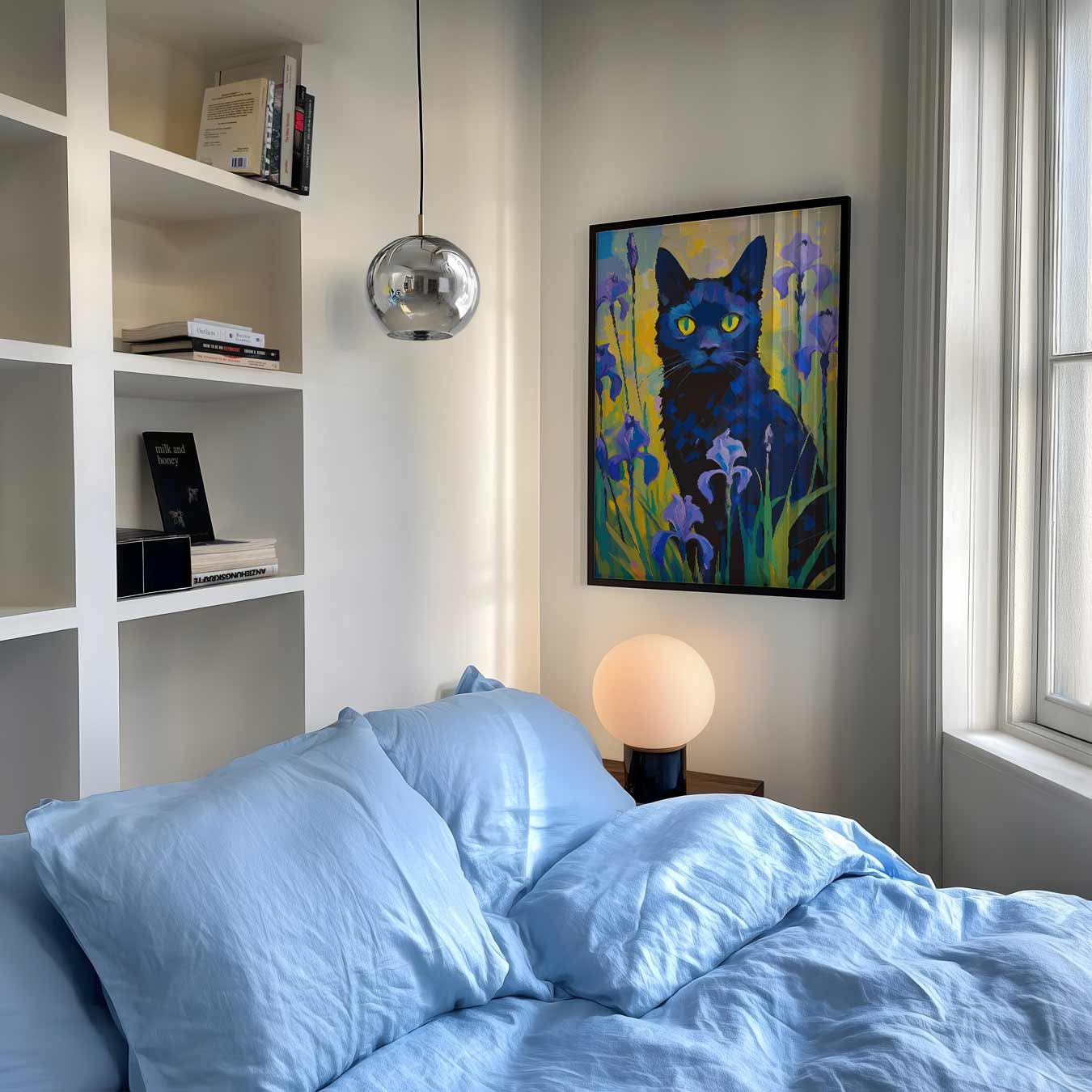Mystieke Kat in Bloementuin Poster