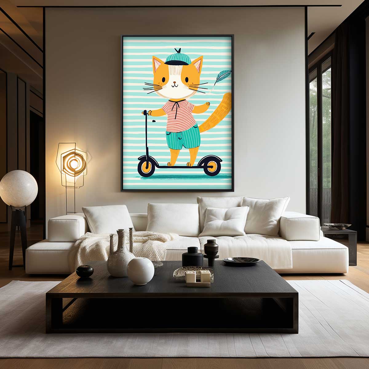 Kat op Step Kunstwerk-canvas-dibond-plexiglas-wanddecoratie-WallArtistic