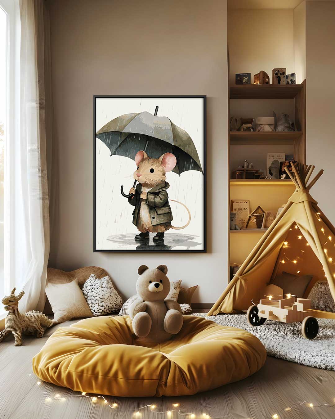 Schattige Paraplumuis Kunstwerk-canvas-dibond-plexiglas-wanddecoratie-WallArtistic