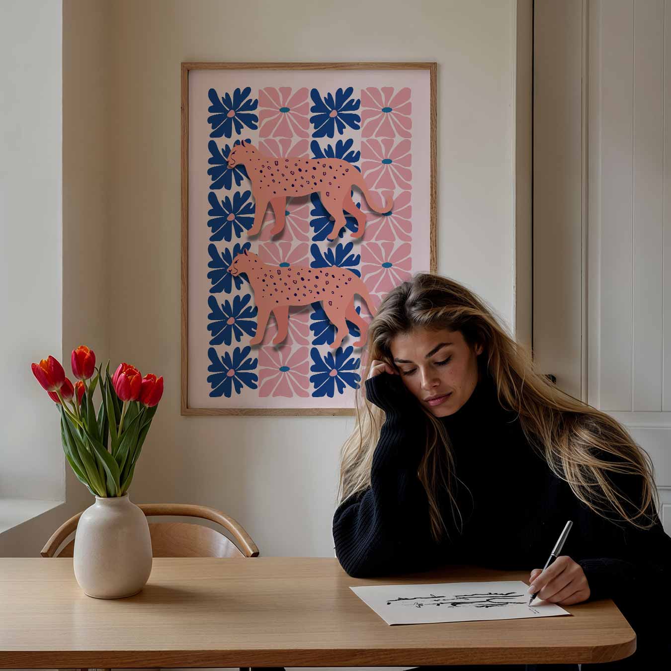 Tropische Luipaard Bloemenposter
