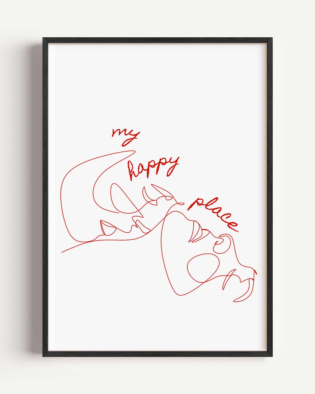 My Happy Place Lijntekening Poster-WallArtistic
