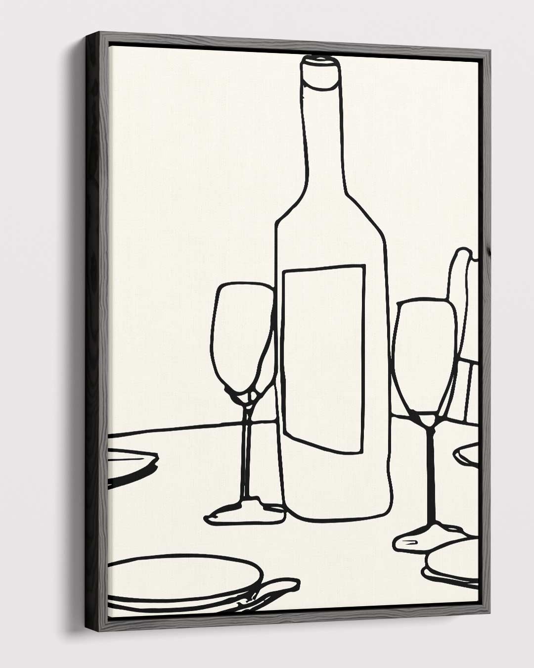 Minimalistisch Tafereel van Wijn en Glazen Kunstwerk-canvas-dibond-plexiglas-wanddecoratie-WallArtistic