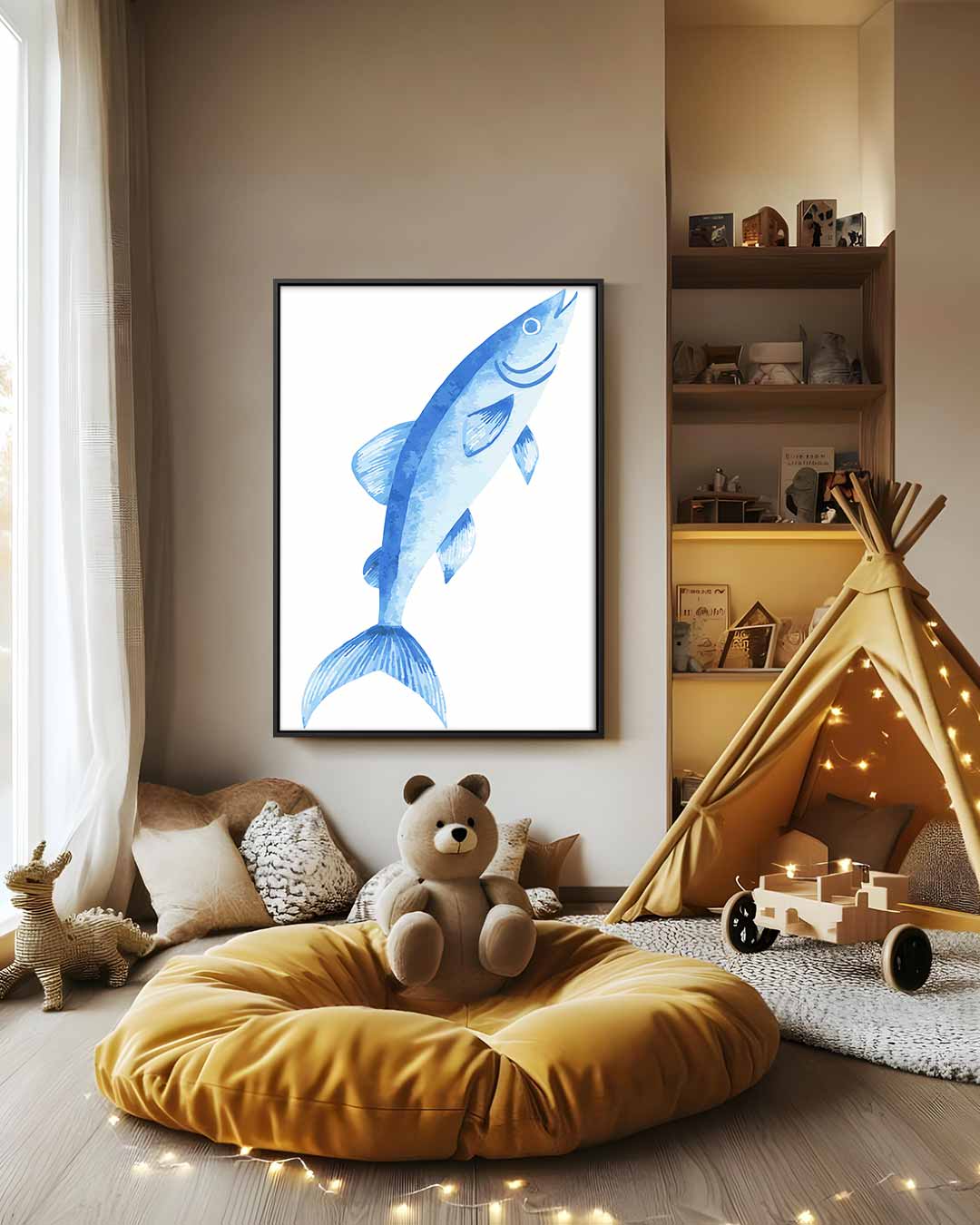 Waterverf Vis Print Kunstwerk-canvas-dibond-plexiglas-wanddecoratie-WallArtistic
