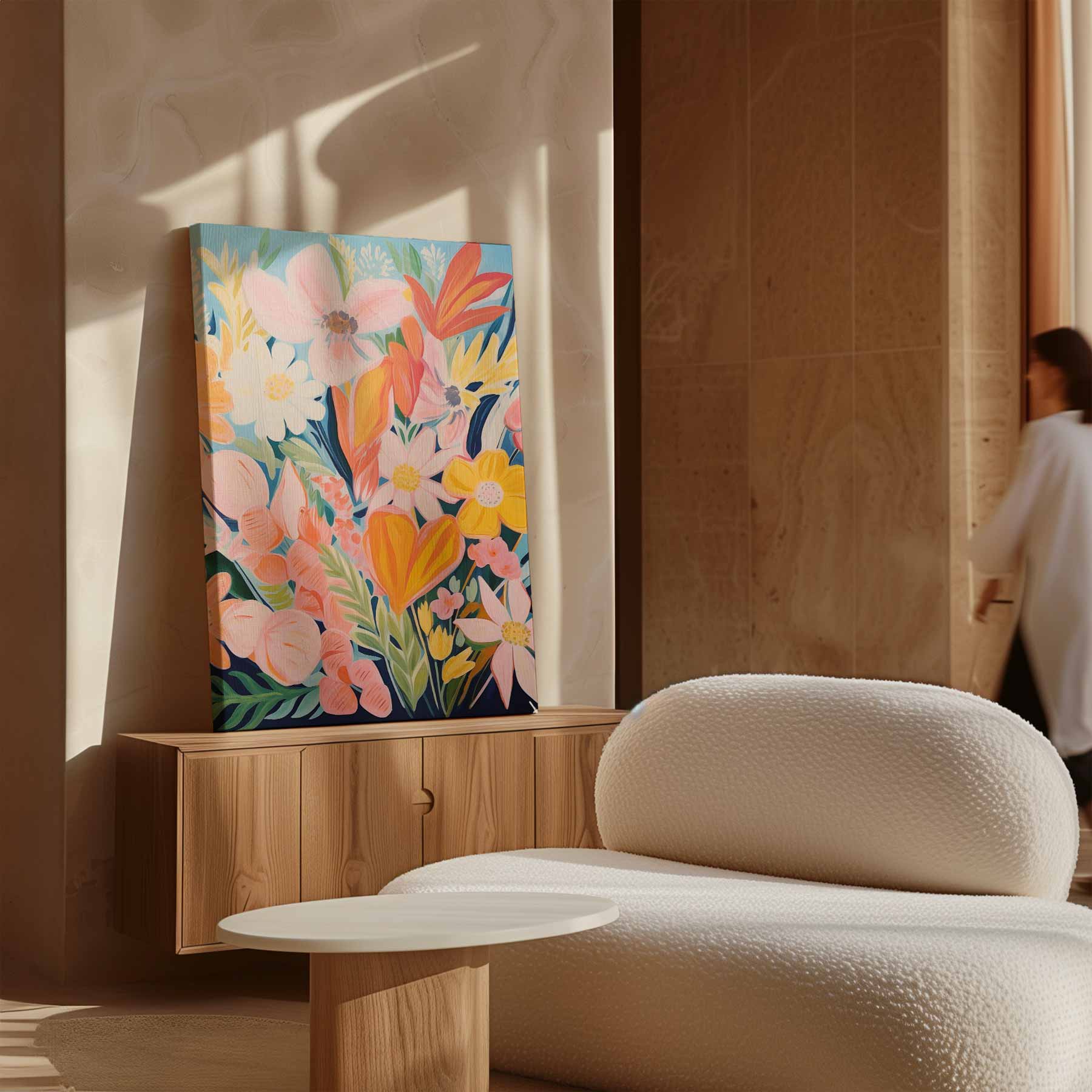 Bloemengeur in Kleuren Kunstwerk-canvas-dibond-plexiglas-wanddecoratie-WallArtistic