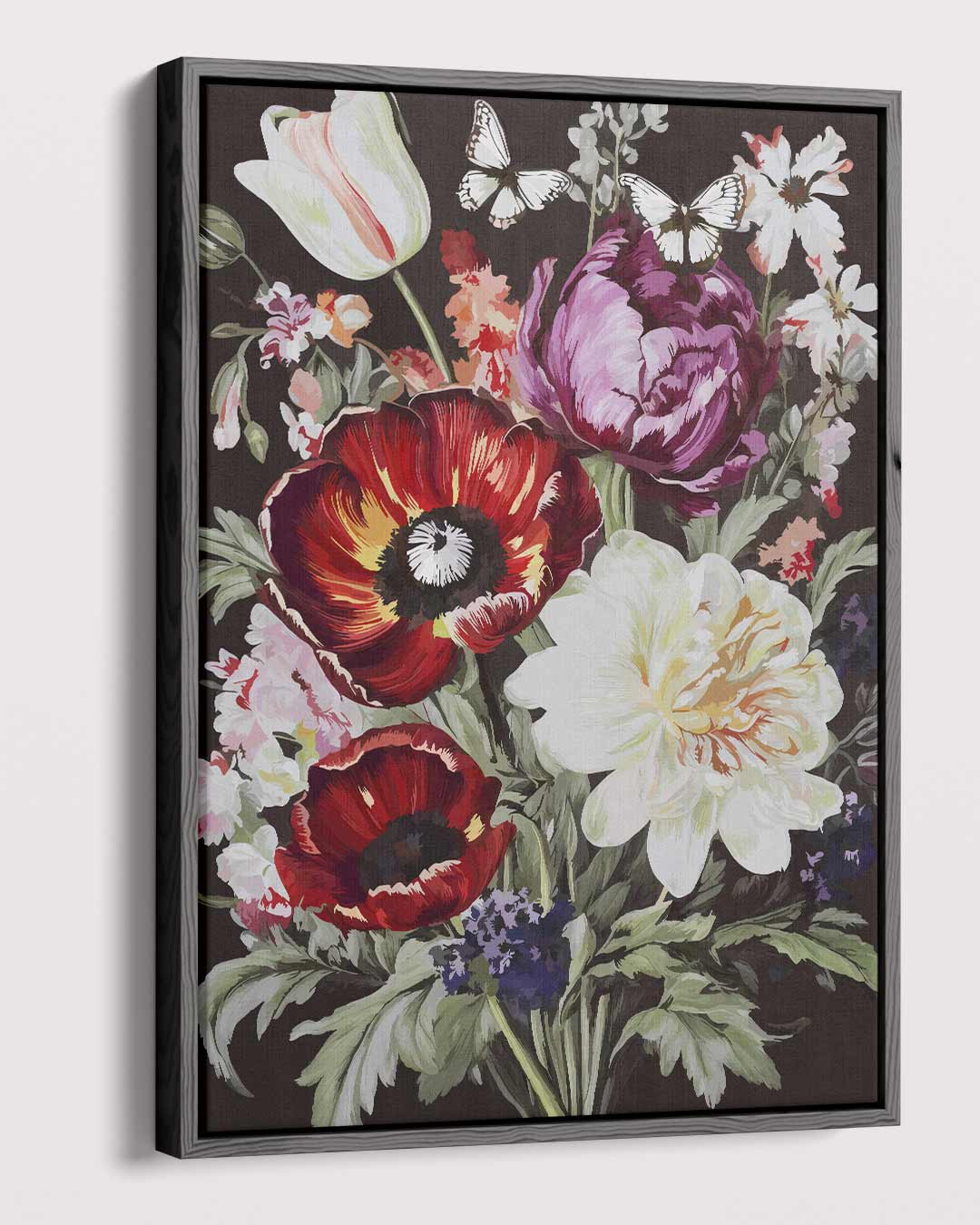 Bloemen en Vlinders Schilderij Kunstwerk-canvas-dibond-plexiglas-wanddecoratie-WallArtistic