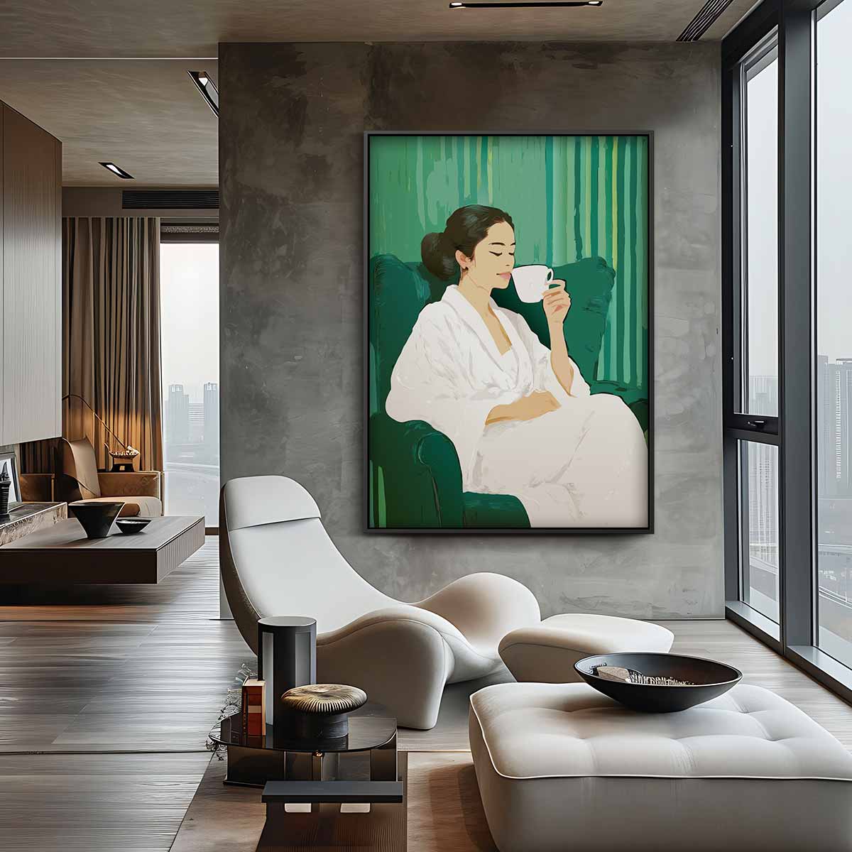 Ontspanning in Groen Kunstwerk-canvas-dibond-plexiglas-wanddecoratie-WallArtistic