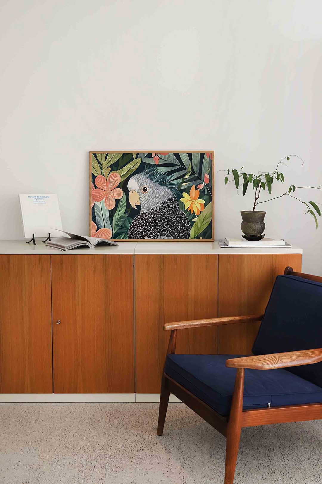 Papegaai en bloemen Poster
