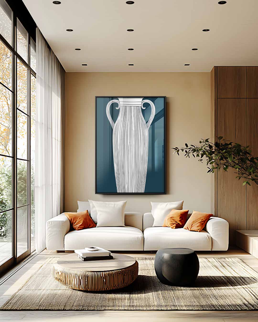 Elegante Gestreepte Vaas Kunstwerk-canvas-dibond-plexiglas-wanddecoratie-WallArtistic