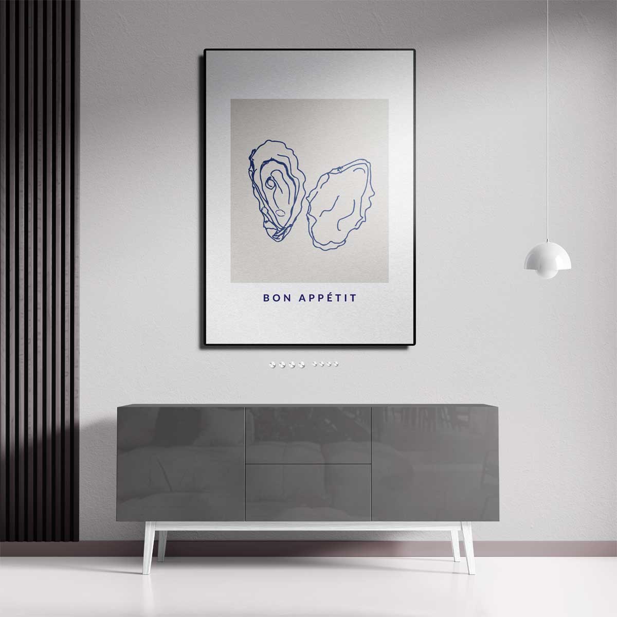 Stijlvolle Oester Illustratie Kunstwerk-canvas-dibond-plexiglas-wanddecoratie-WallArtistic