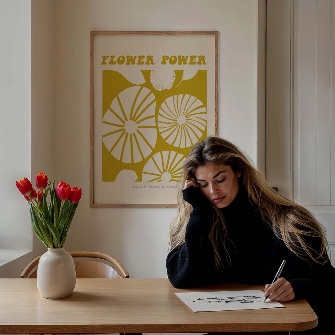 Hippe Retro Bloemenposter-WallArtistic
