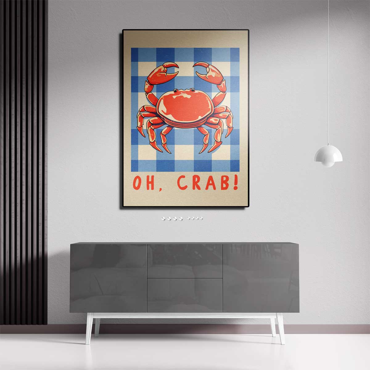Oh Crab! Speelse Krab Illustratie Kunstwerk-canvas-dibond-plexiglas-wanddecoratie-WallArtistic