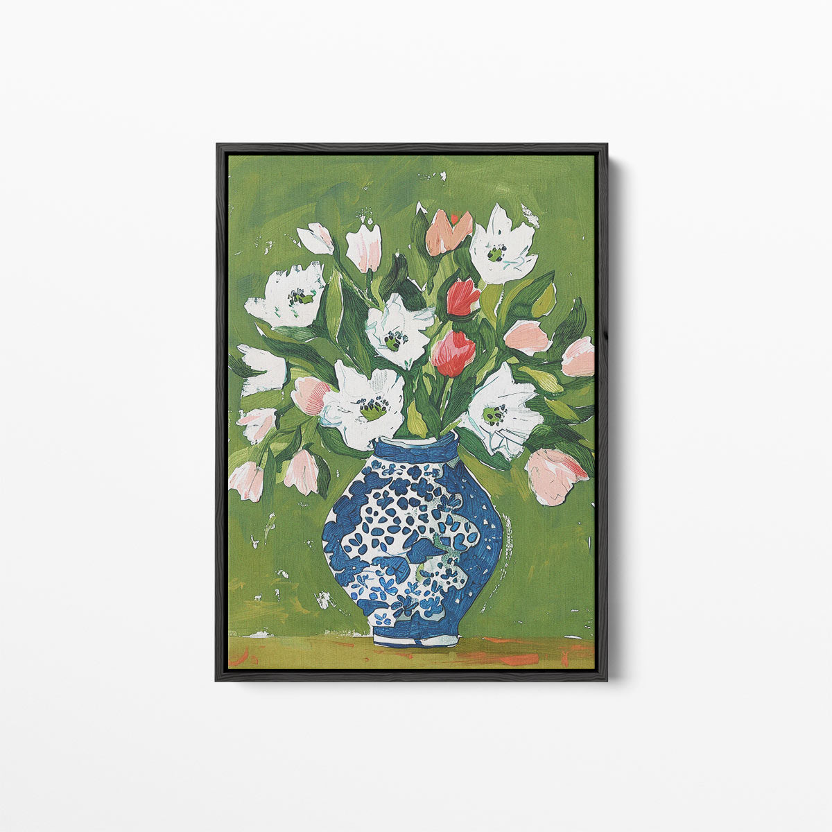 Bloemen in Blauwe Vaas Kunstwerk-canvas-dibond-plexiglas-wanddecoratie-WallArtistic