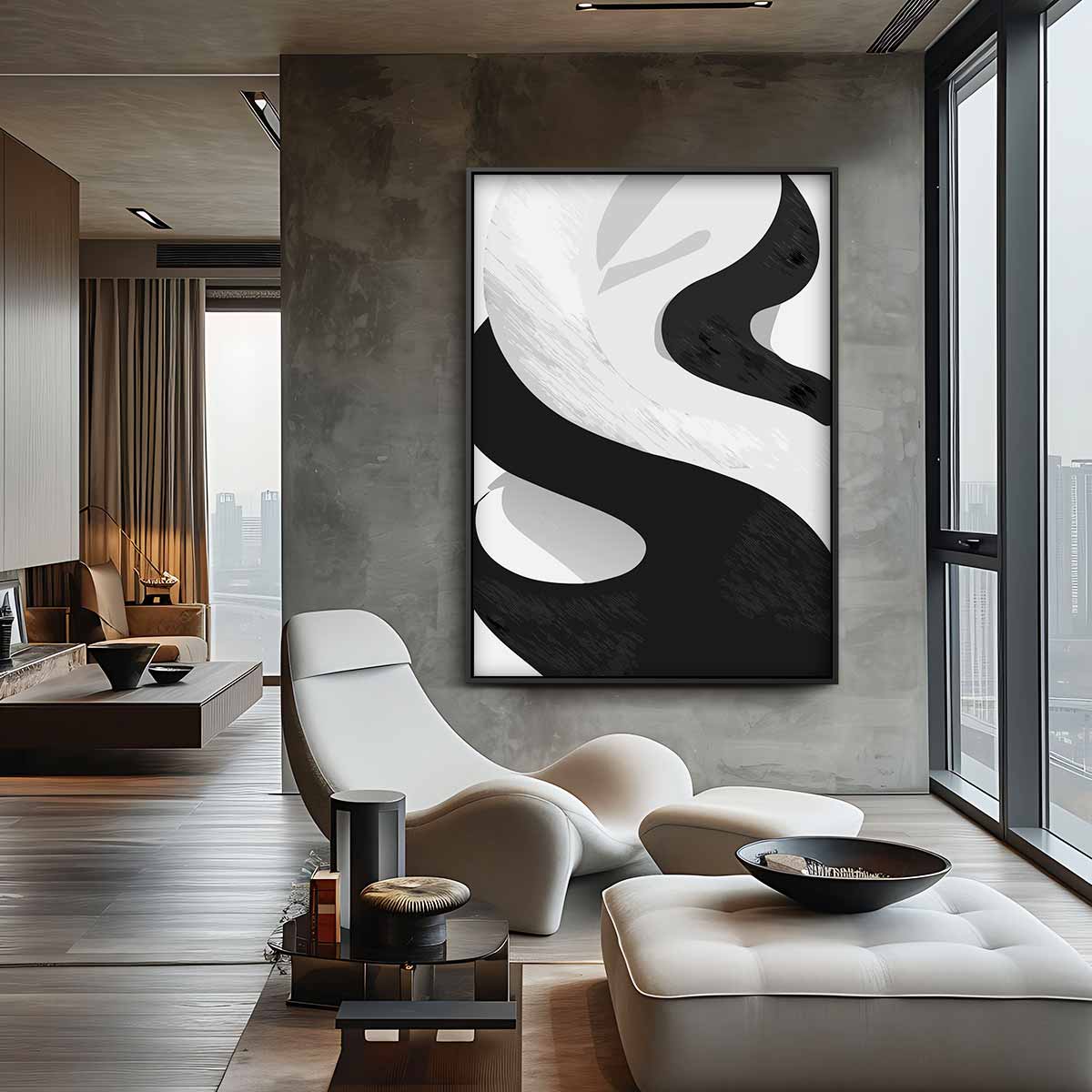 Abstracte Golfbeweging Kunstwerk-canvas-dibond-plexiglas-wanddecoratie-WallArtistic