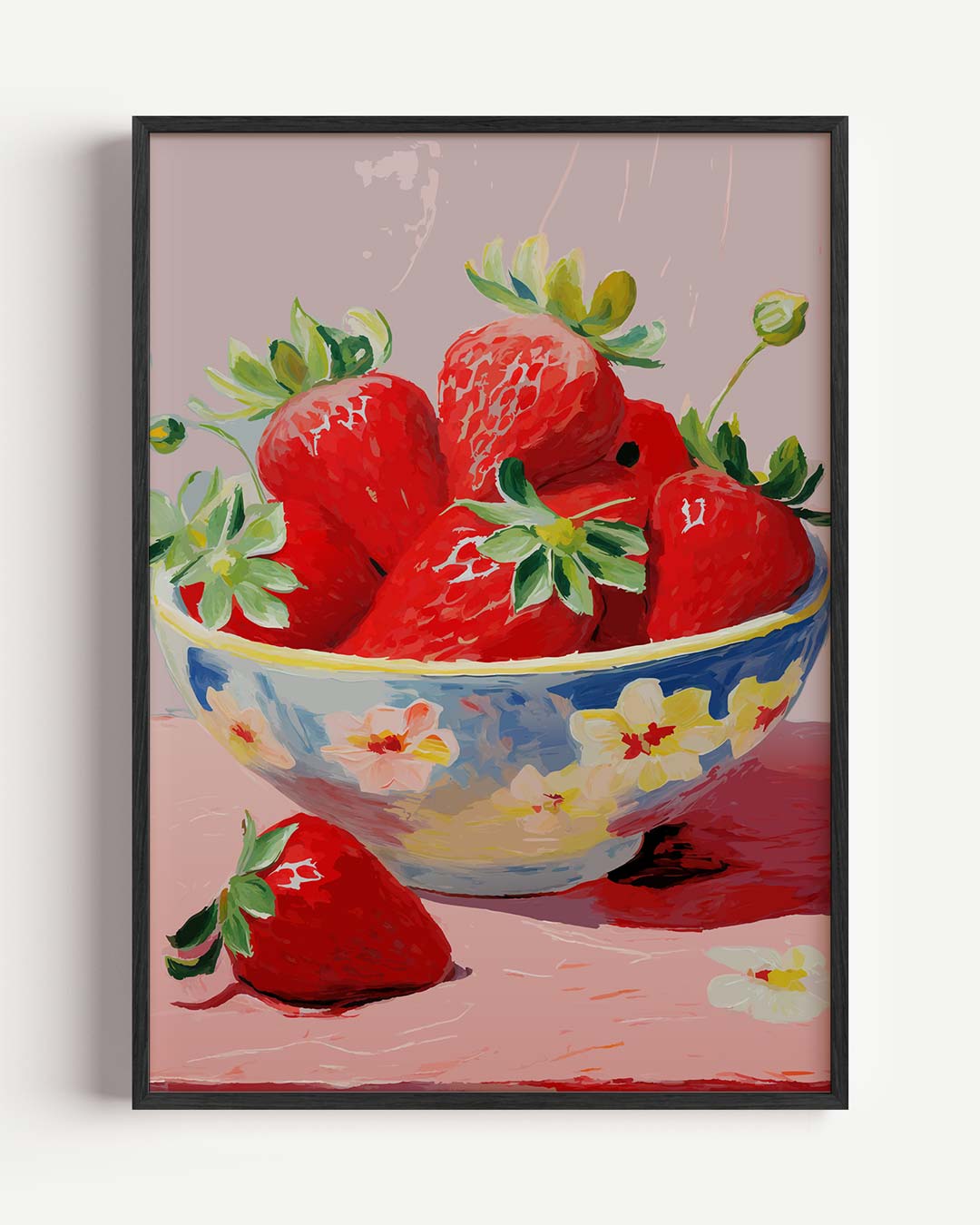 Aardbeien in Bloemenkom Poster-WallArtistic