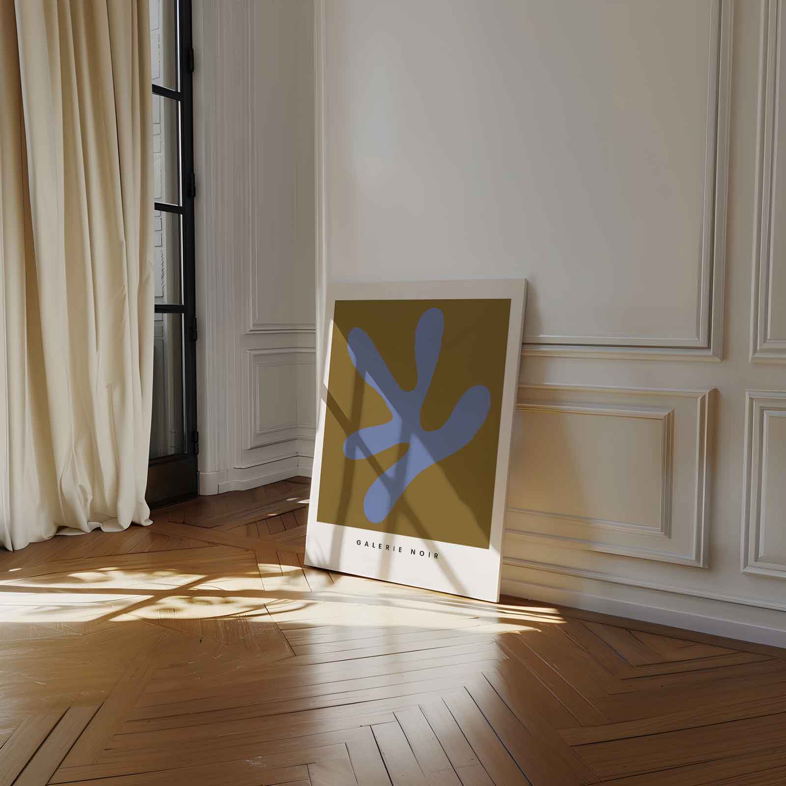 Abstracte Expressie in Blauw en Bruin Kunstwerk-canvas-dibond-plexiglas-wanddecoratie-WallArtistic