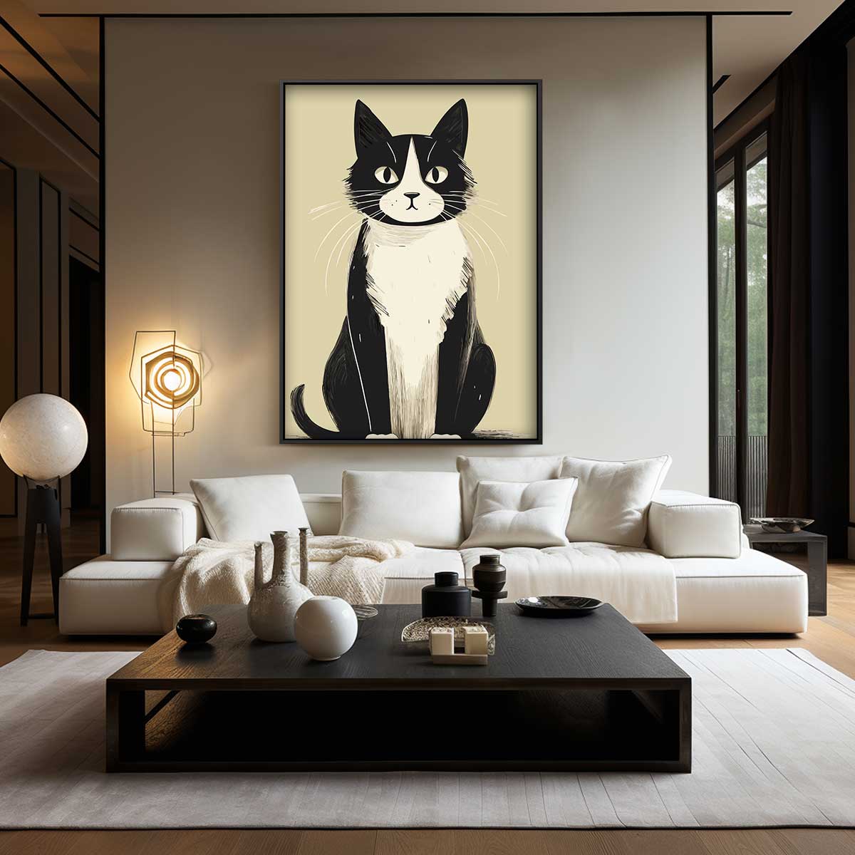 Tijdloze Tuxedo Katkunst Kunstwerk-canvas-dibond-plexiglas-wanddecoratie-WallArtistic