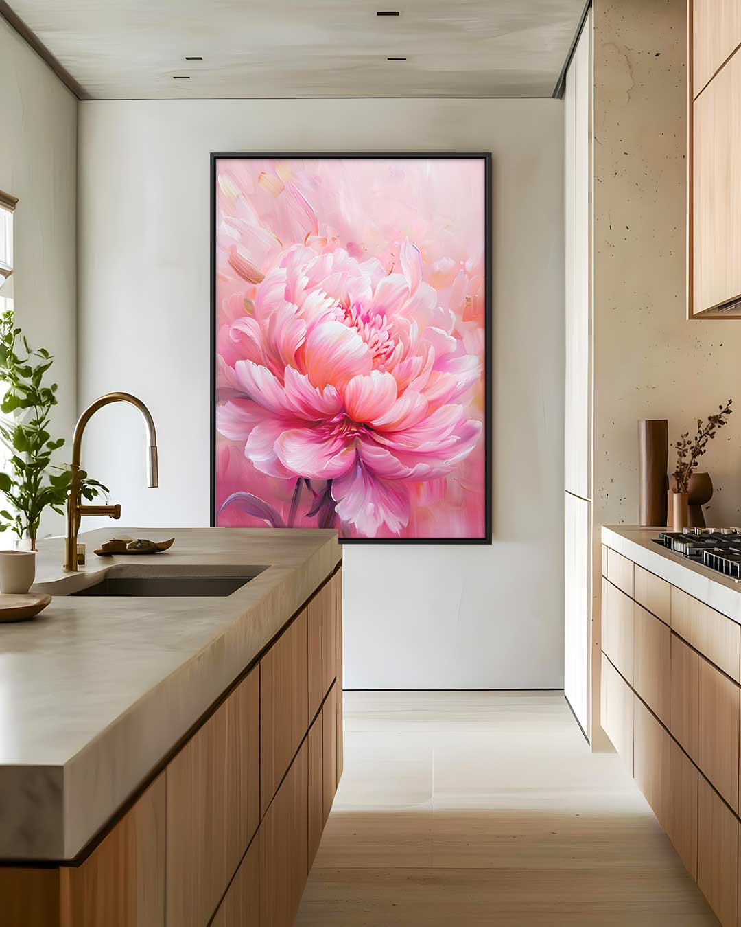 Bloeiende Pioen in Roze Kunstwerk-canvas-dibond-plexiglas-wanddecoratie-WallArtistic