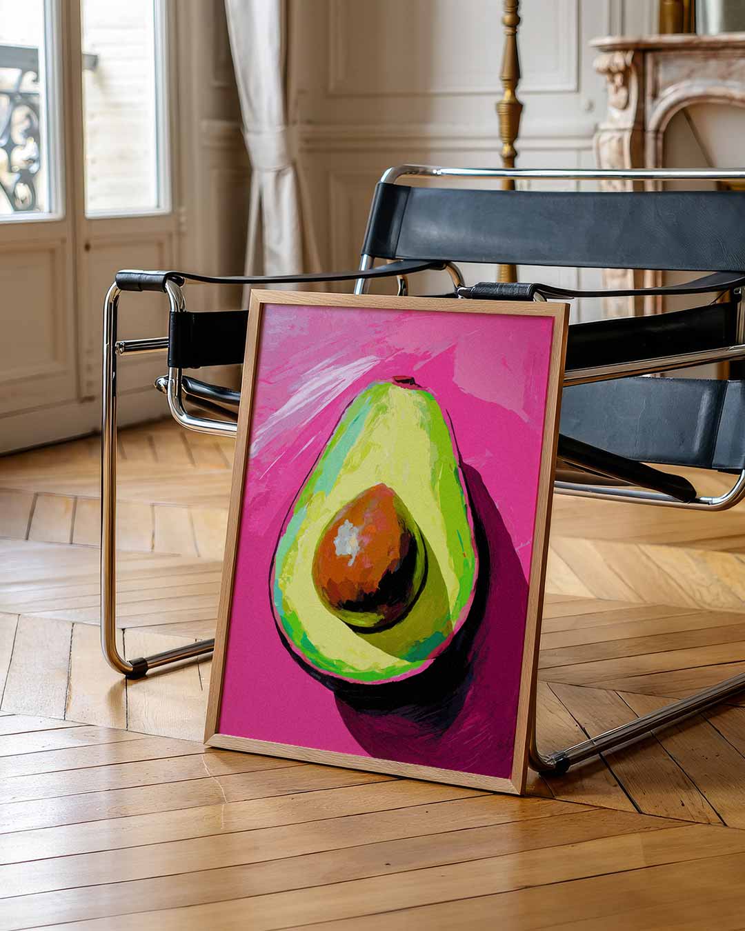 Avocado-kunst op Roze Achtergrond Poster-WallArtistic