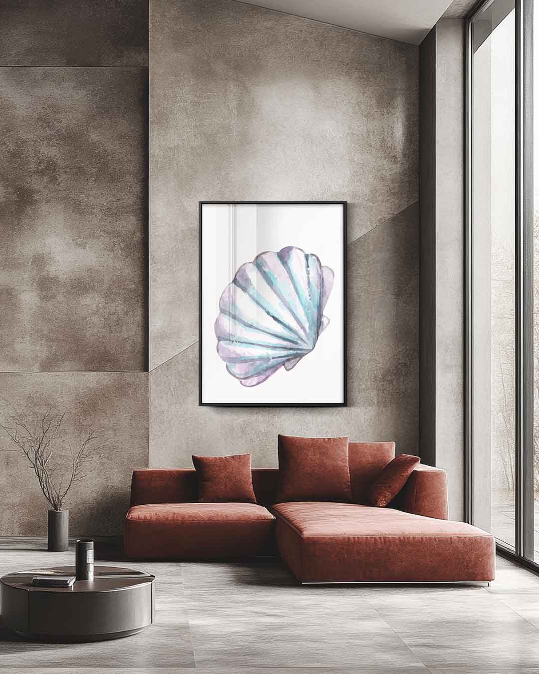 Schelp in Aquarel Kunstwerk-canvas-dibond-plexiglas-wanddecoratie-WallArtistic