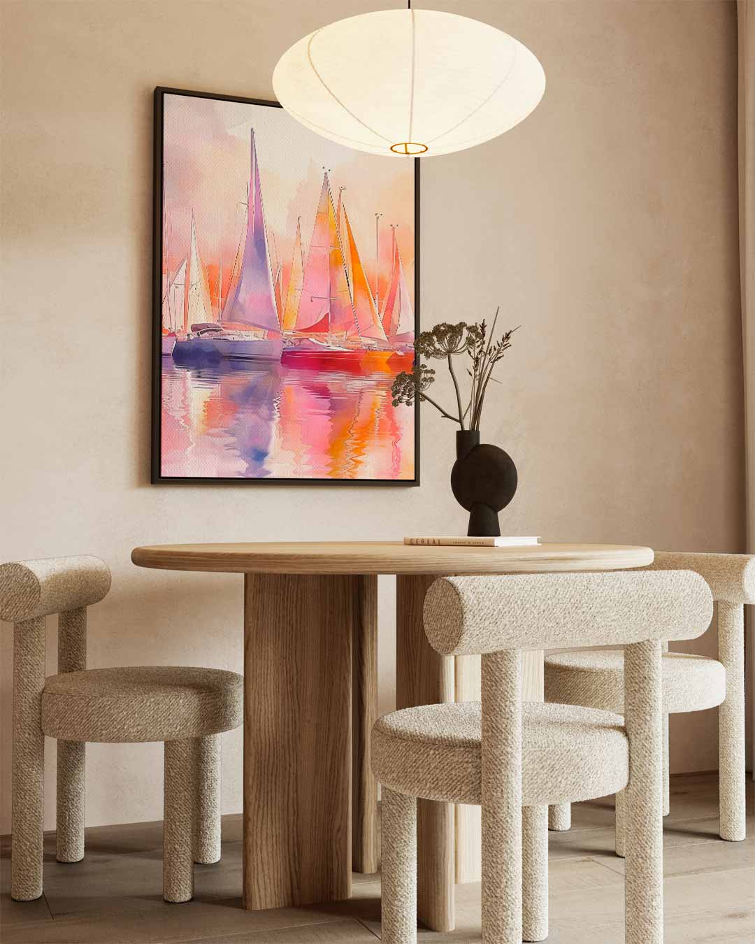 Kleurrijke Zeilboten in Zonsopgang Kunstwerk-canvas-dibond-plexiglas-wanddecoratie-WallArtistic
