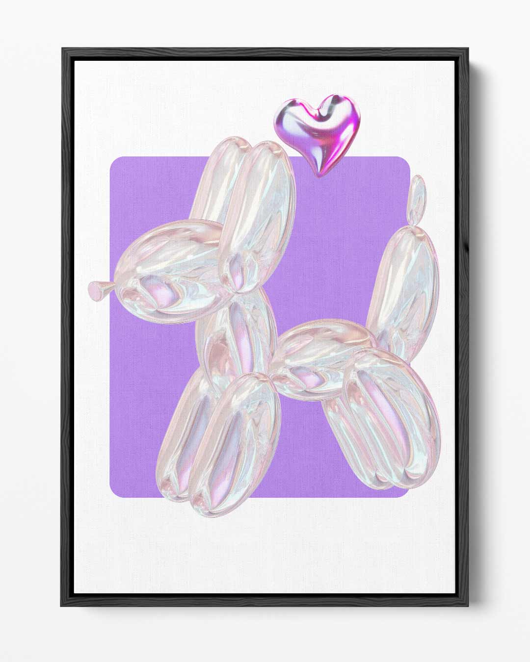 Speelse Ballonhond met Hartje Kunstwerk-canvas-dibond-plexiglas-wanddecoratie-WallArtistic