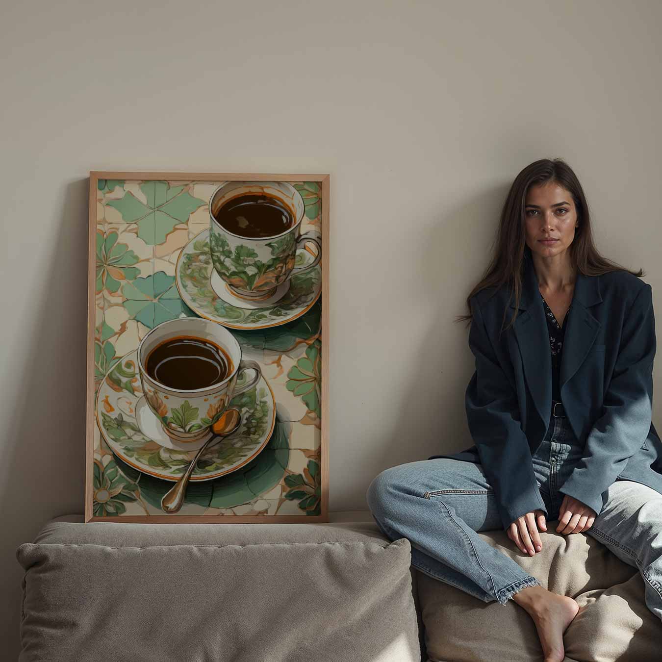 Botanische Koffietijd Poster-WallArtistic