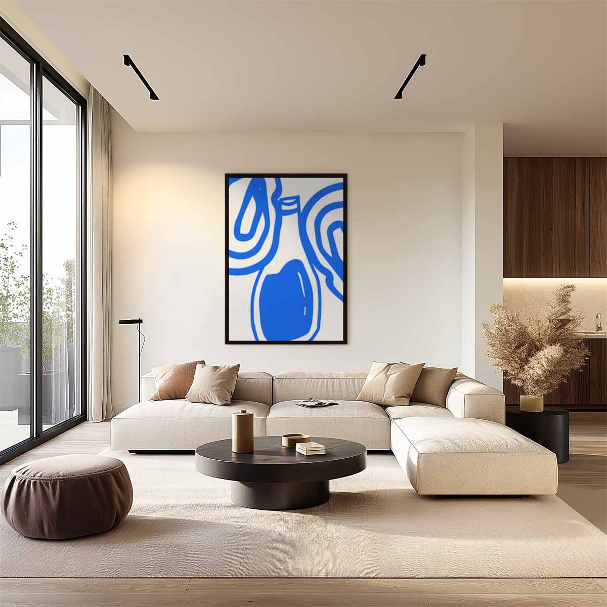 Stijlvolle Blauwe Abstractie Kunstwerk-canvas-dibond-plexiglas-wanddecoratie-WallArtistic