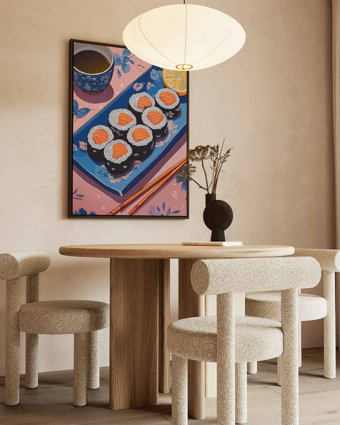 Sushi en Thee Tafereel Kunstwerk-canvas-dibond-plexiglas-wanddecoratie-WallArtistic