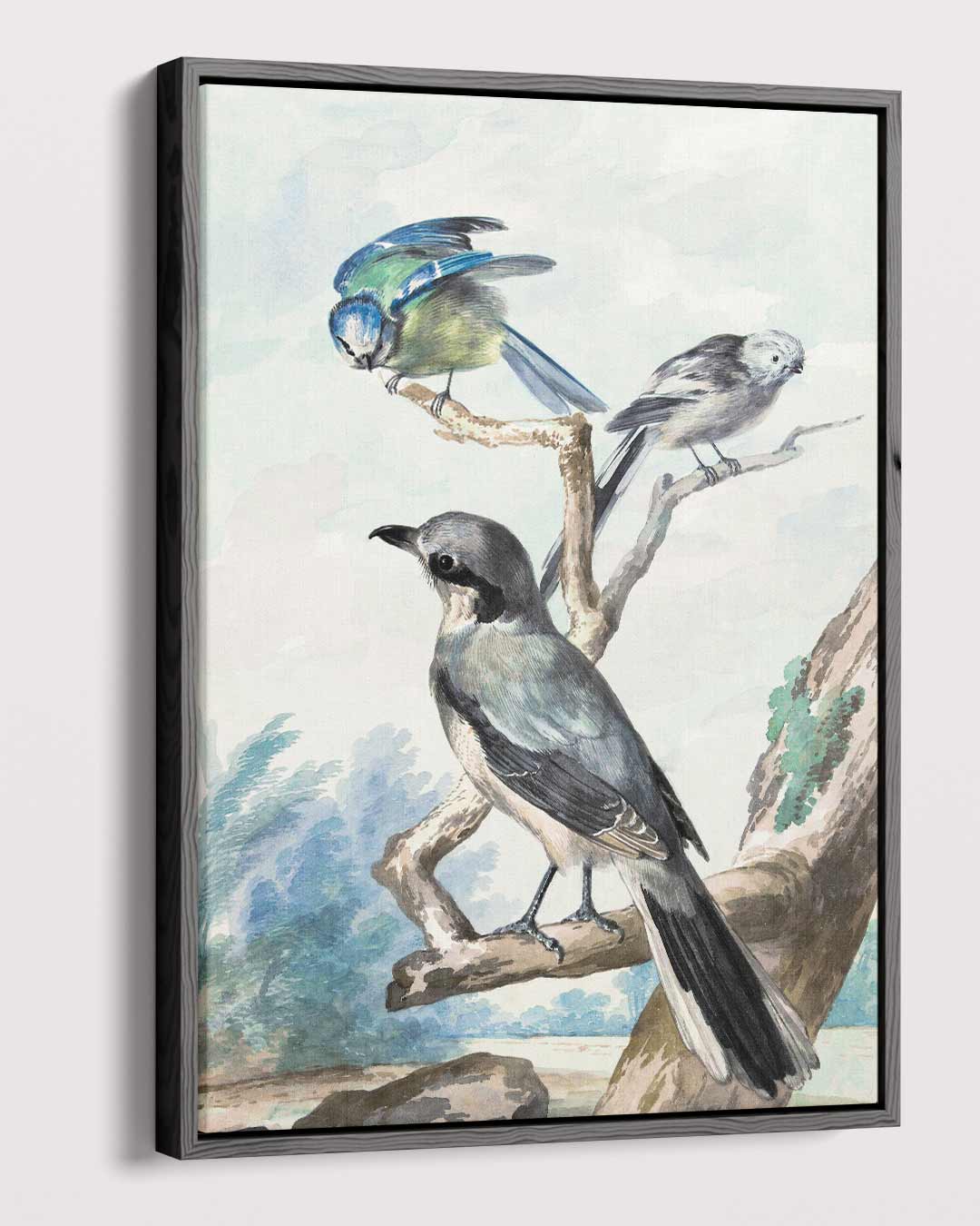 Vogels op een Tak Kunstwerk-canvas-dibond-plexiglas-wanddecoratie-WallArtistic