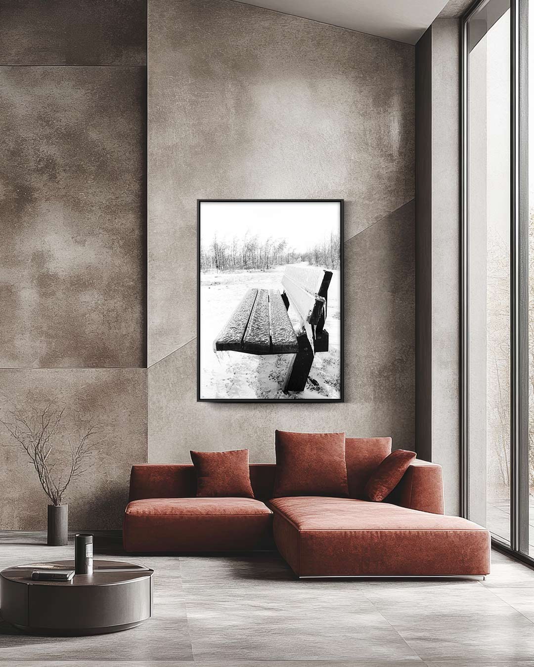 Bank met ijzel Poster